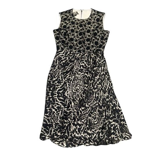 GIAMBATTISTA VALLI black Crochet & animal print runway Silk Knee-Length Dress - Picture 2 of 9